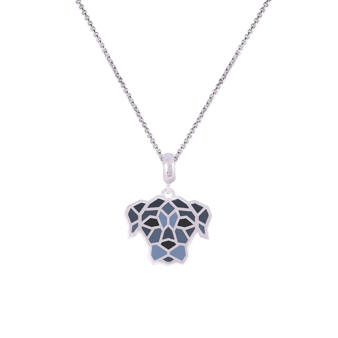 925 Sterling Silver Classic Mosaic Dog Pendant