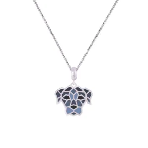 925 Sterling Silver Classic Mosaic Dog Pendant