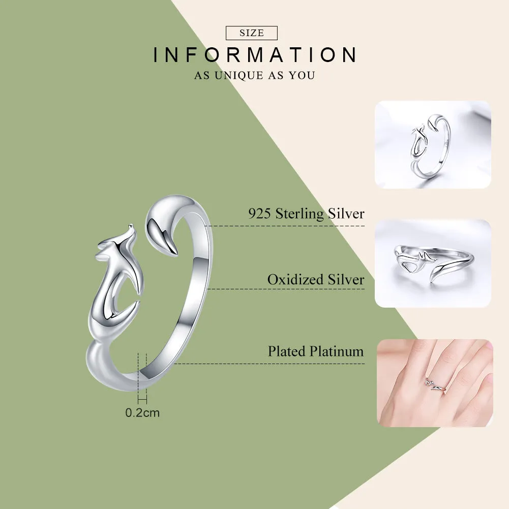 925 Sterling Silver Fox Tail Adjustable Ring