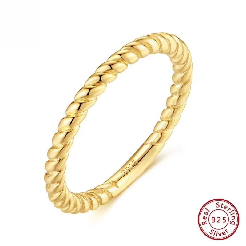 925 Sterling Silver Minimalism Twisted Braided Rings for Women