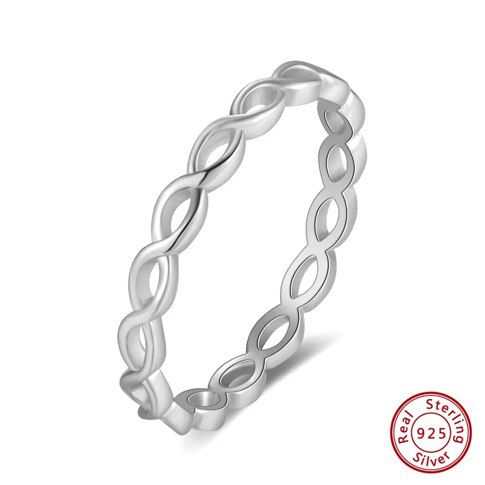 925 Sterling Silver Minimalism Twisted Braided Rings for Women