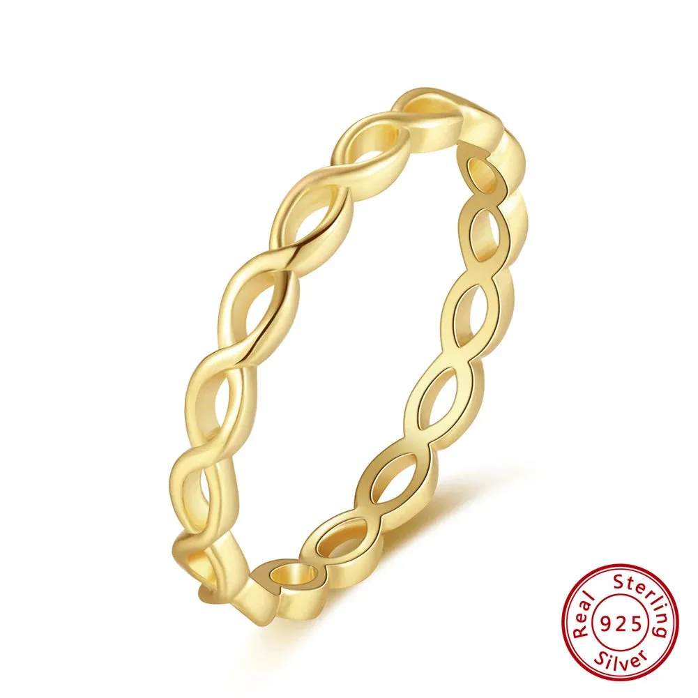 925 Sterling Silver Minimalism Twisted Braided Rings for Women