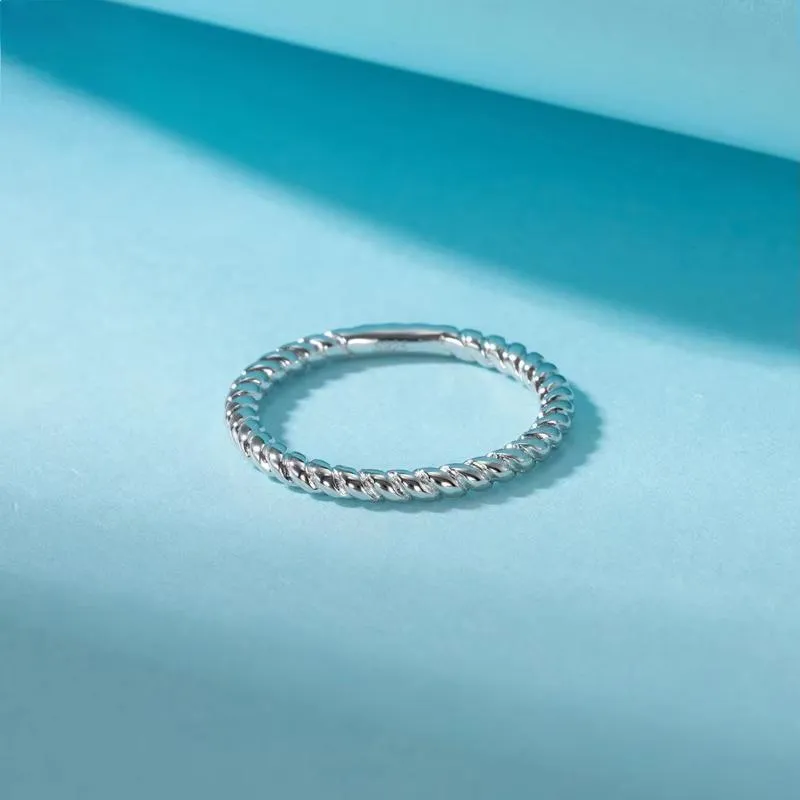 925 Sterling Silver Minimalism Twisted Braided Rings for Women