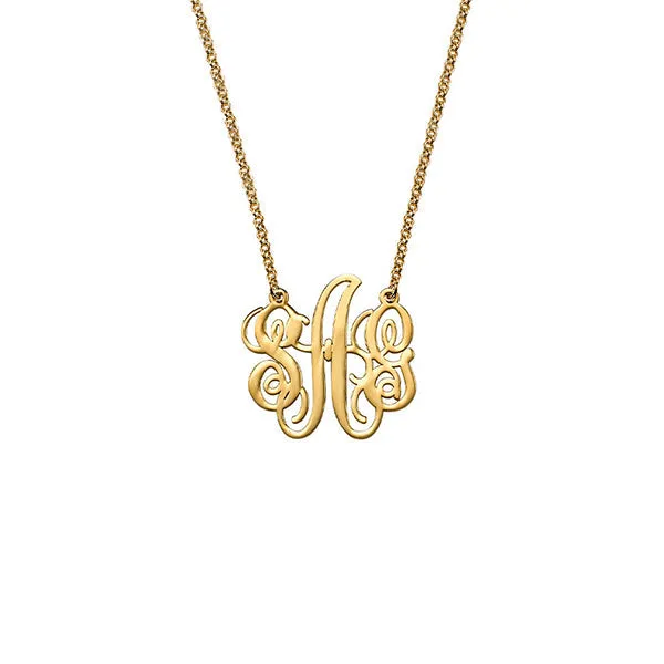 925 Sterling Silver Personalized Fancy Monogram Necklace Adjustable 16”-20”