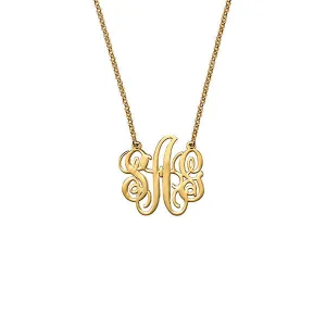 925 Sterling Silver Personalized Fancy Monogram Necklace Adjustable 16”-20”