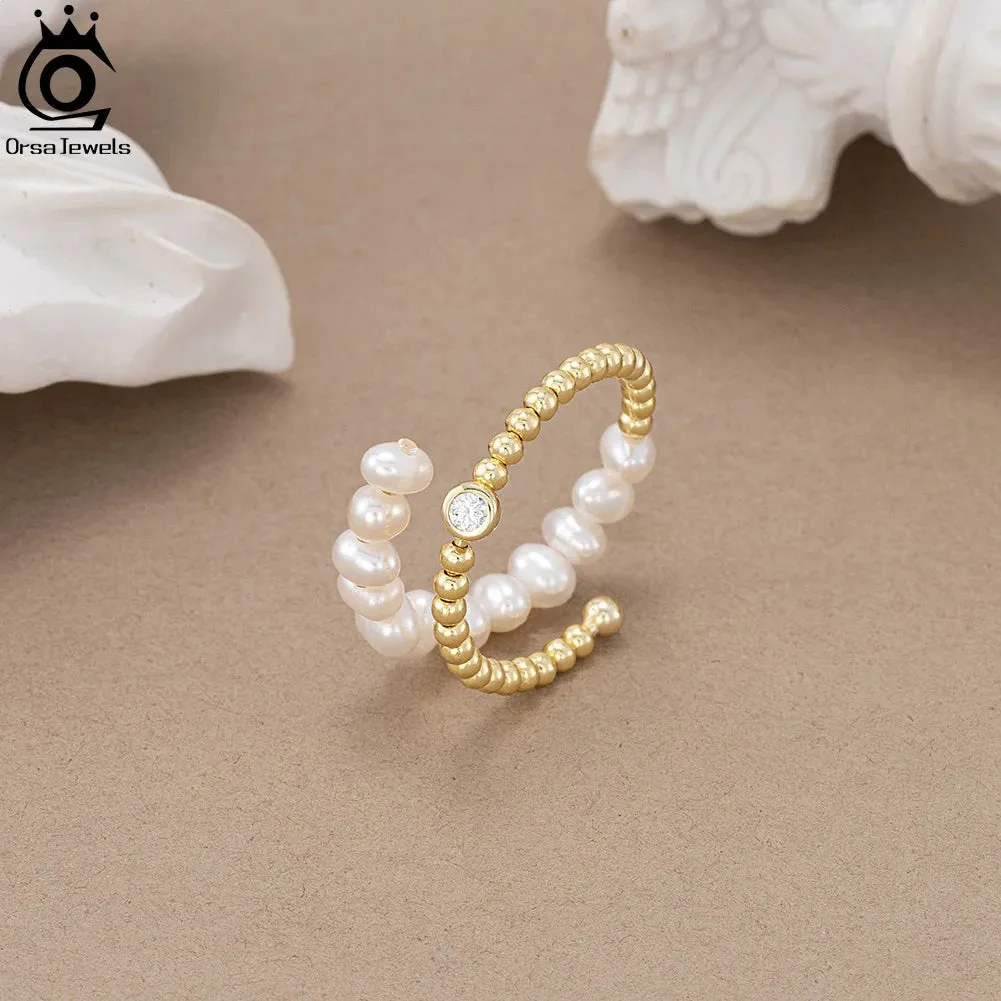 925 Sterling Silver Trendy Natural Freshwater Pearl Rings