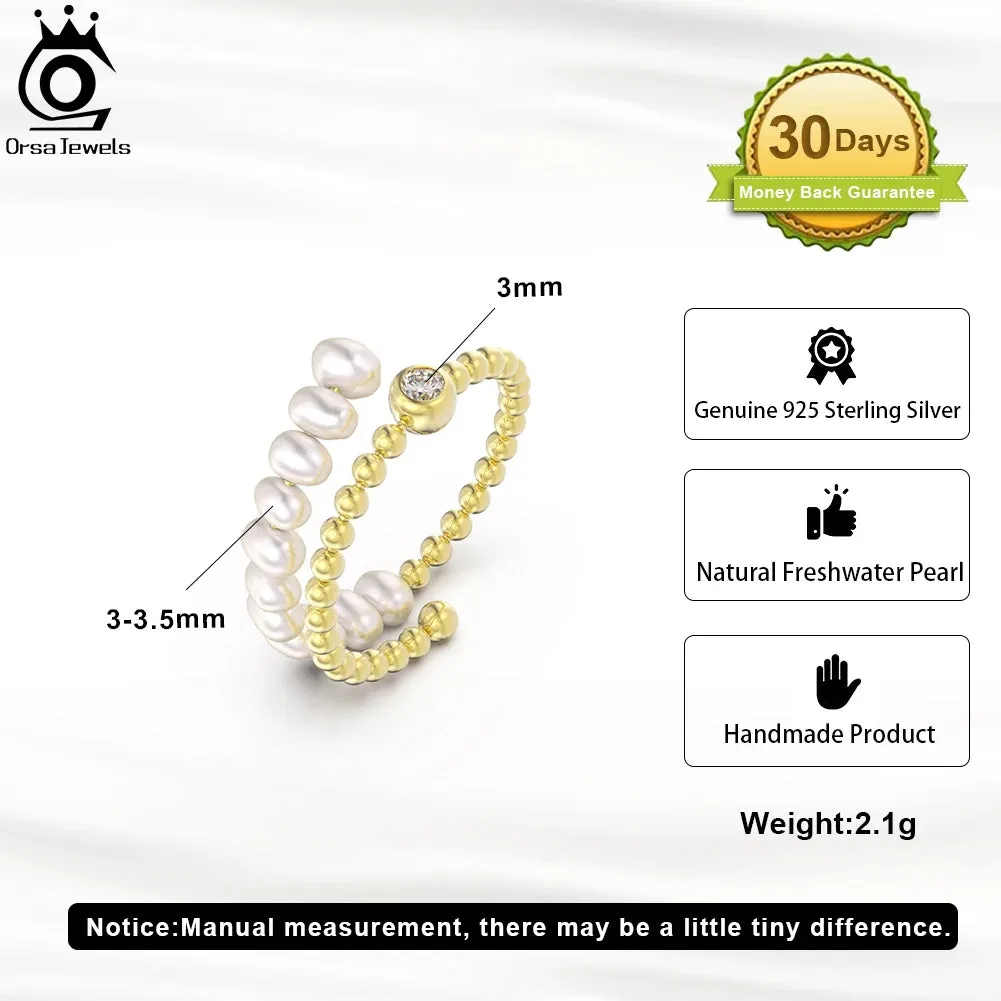 925 Sterling Silver Trendy Natural Freshwater Pearl Rings