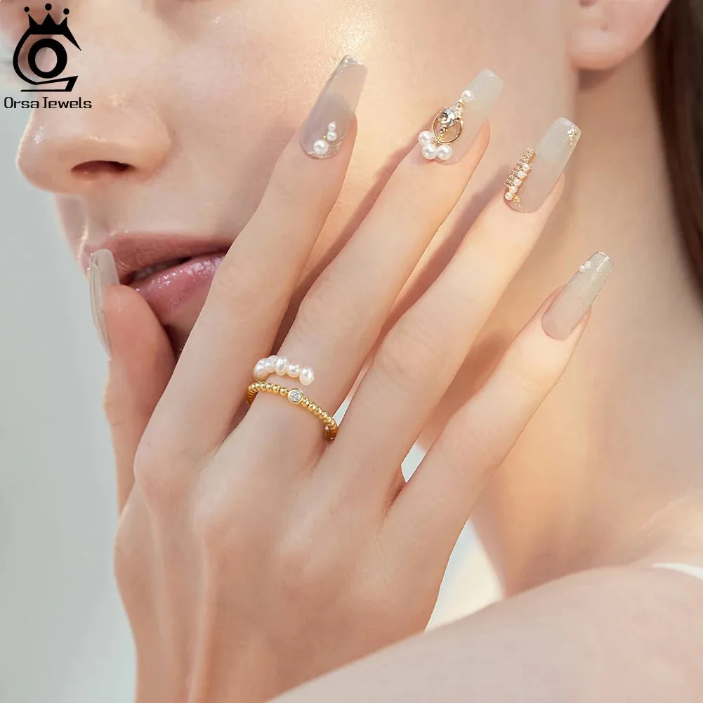 925 Sterling Silver Trendy Natural Freshwater Pearl Rings