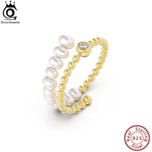 925 Sterling Silver Trendy Natural Freshwater Pearl Rings