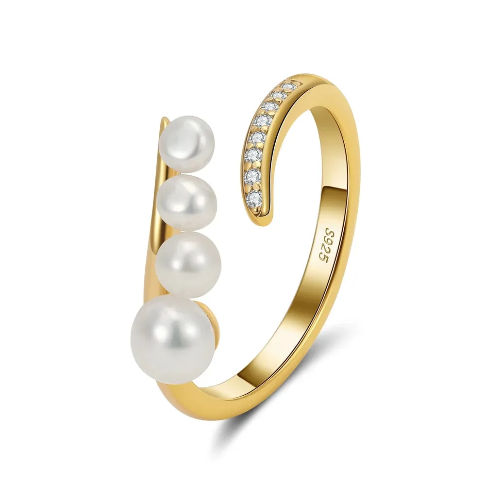 925 Sterling Silver Trendy Natural Freshwater Pearl Rings