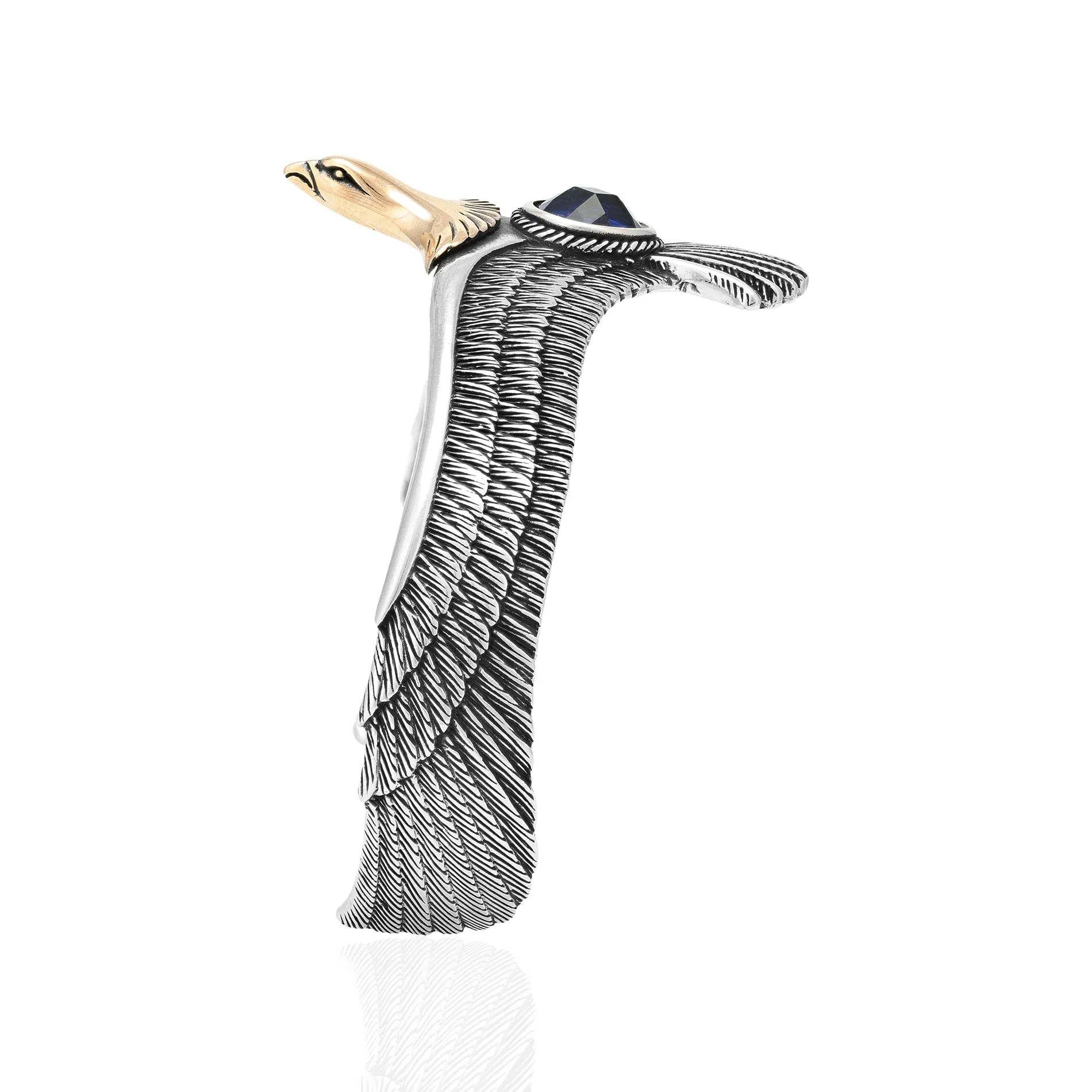 925 Winged Turquoise Sterling Silver Oxidised Eagle Cuff