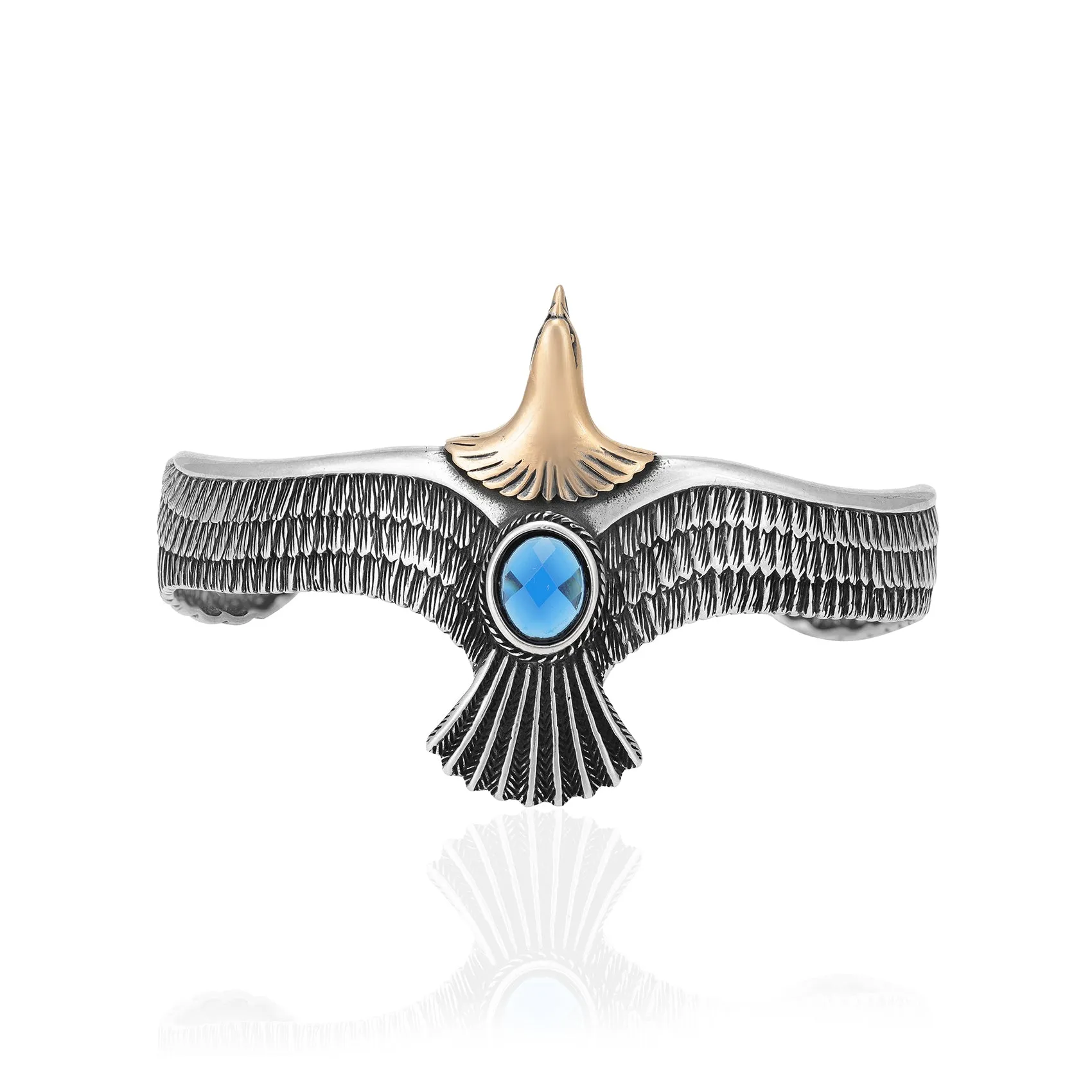 925 Winged Turquoise Sterling Silver Oxidised Eagle Cuff