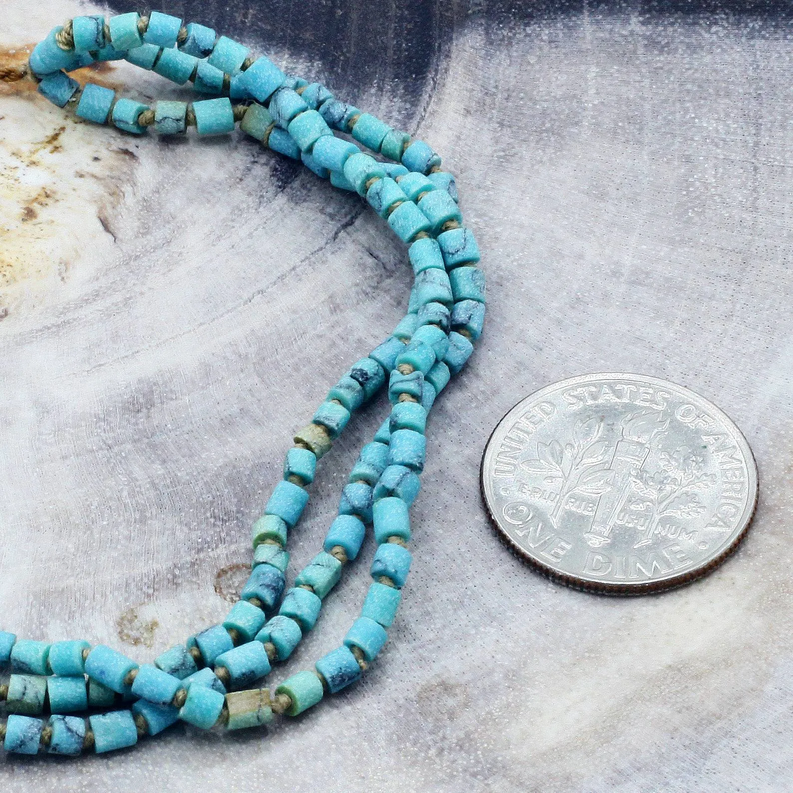 Afghani Turquoise Heishi Bead Tassel Bracelet
