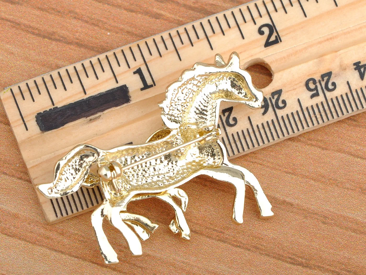 Alilang Golden Tone Clear Rhinestones Cutout Fairytale Stallion Horse