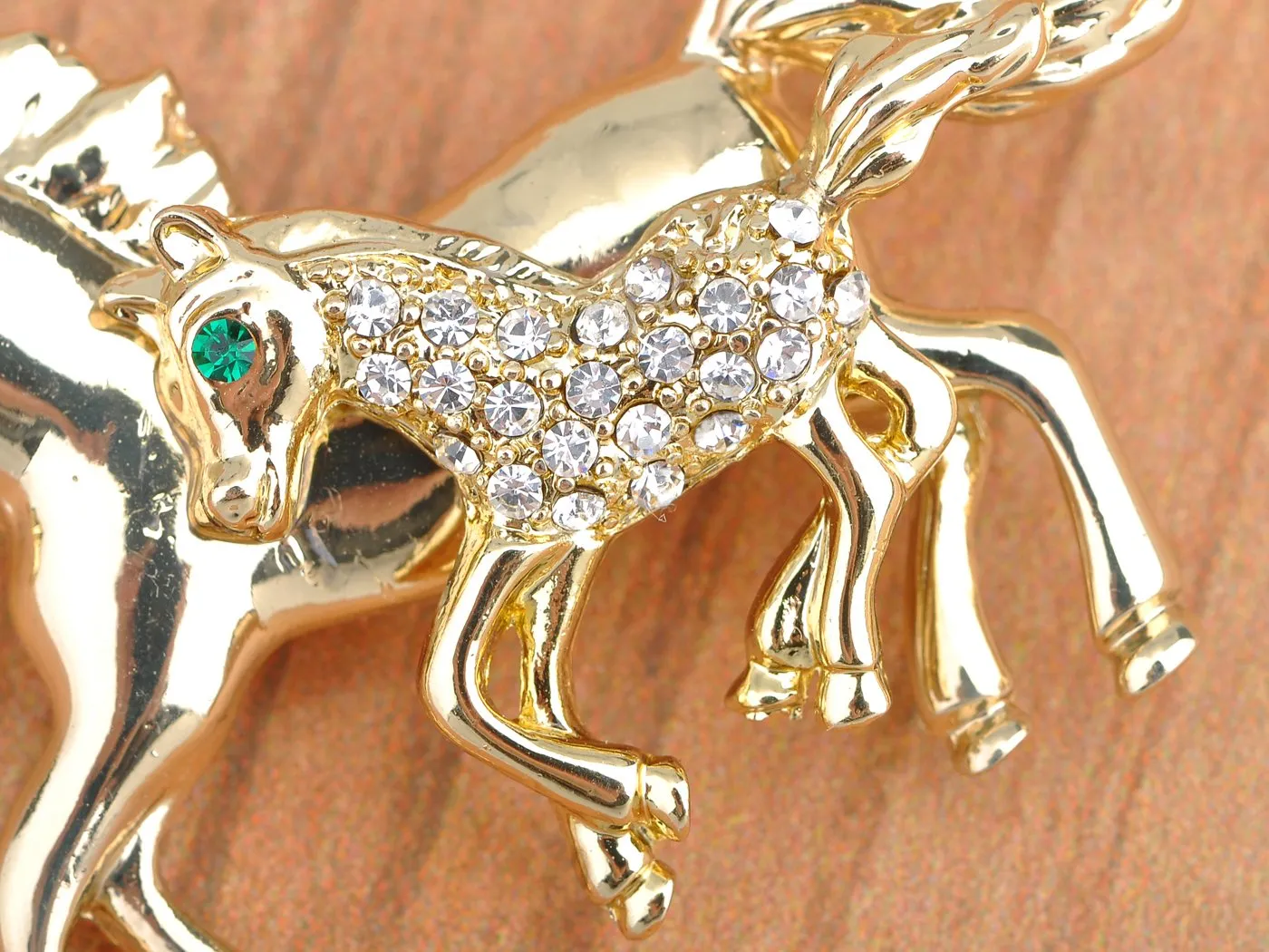 Alilang Golden Tone Clear Rhinestones Cutout Fairytale Stallion Horse