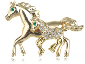 Alilang Golden Tone Clear Rhinestones Cutout Fairytale Stallion Horse