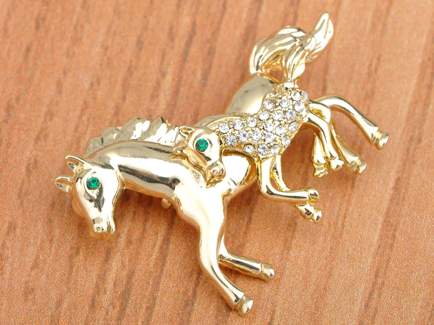 Alilang Golden Tone Clear Rhinestones Cutout Fairytale Stallion Horse