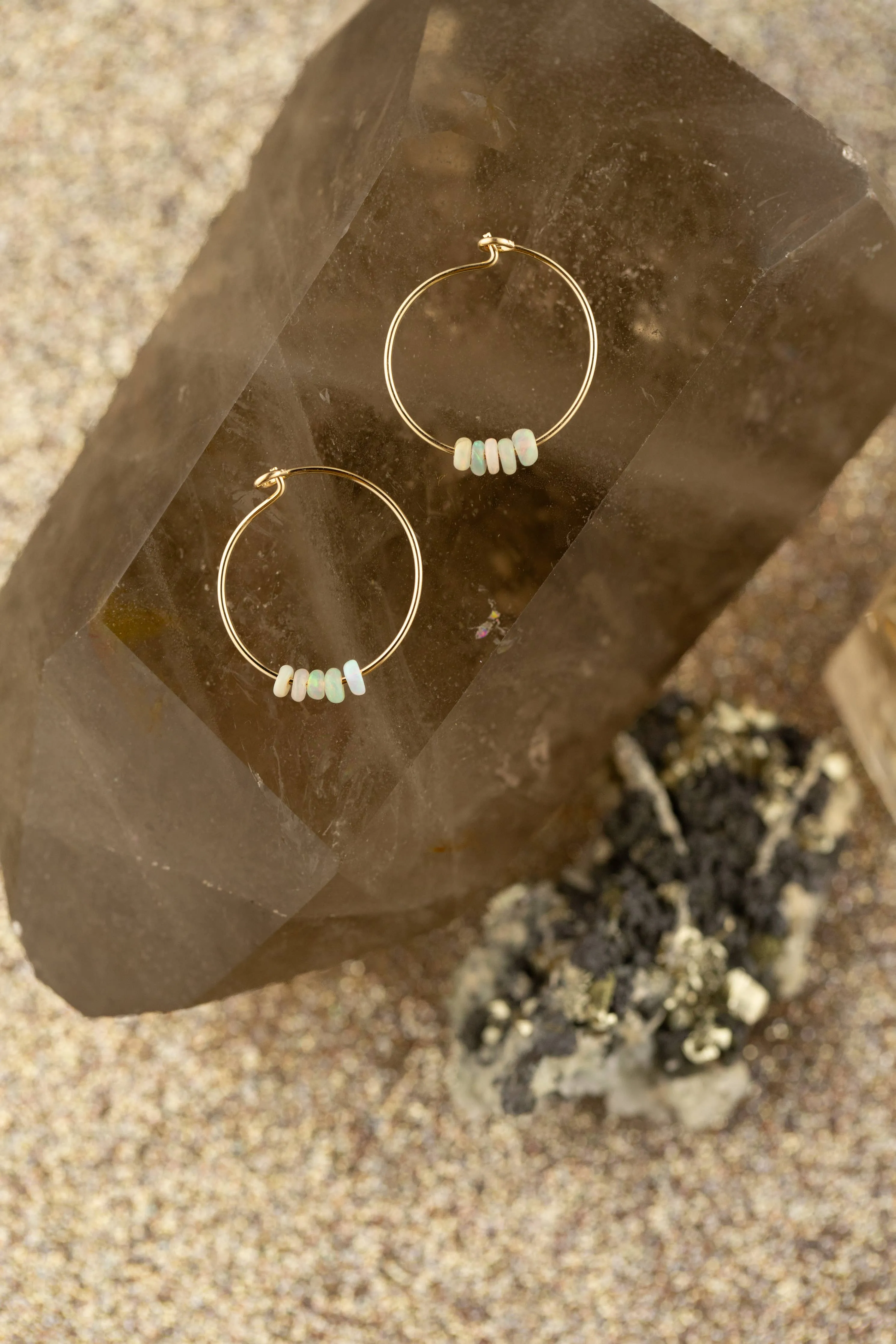 Amazing Mom  Ethiopian Opal 14K Gold Filled Hoop Earrings