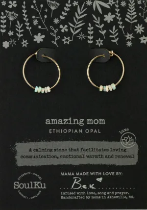 Amazing Mom  Ethiopian Opal 14K Gold Filled Hoop Earrings