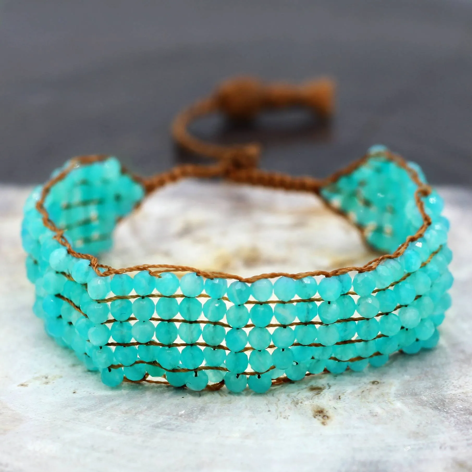 Amazonite Gemstone Tassel Bracelet