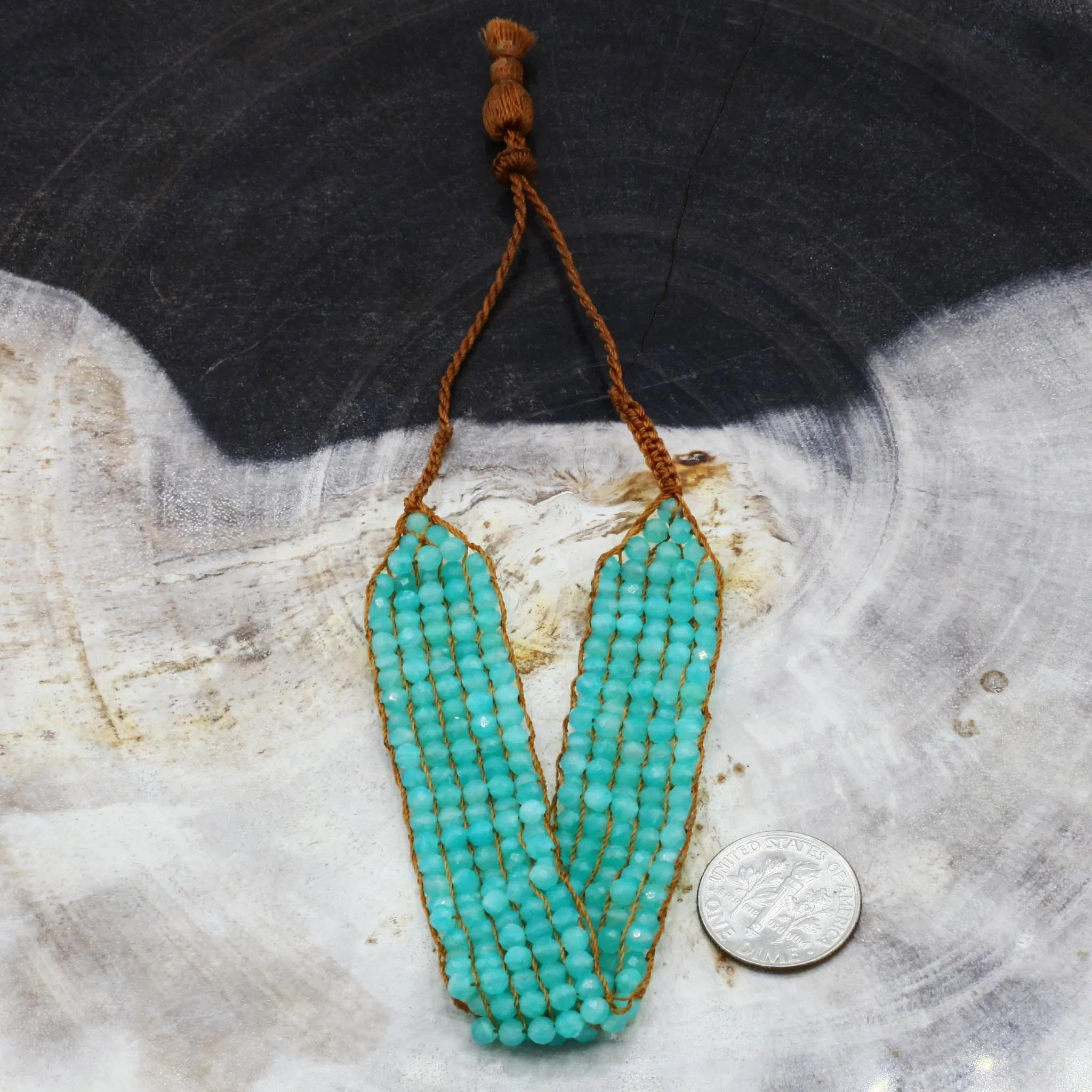 Amazonite Gemstone Tassel Bracelet