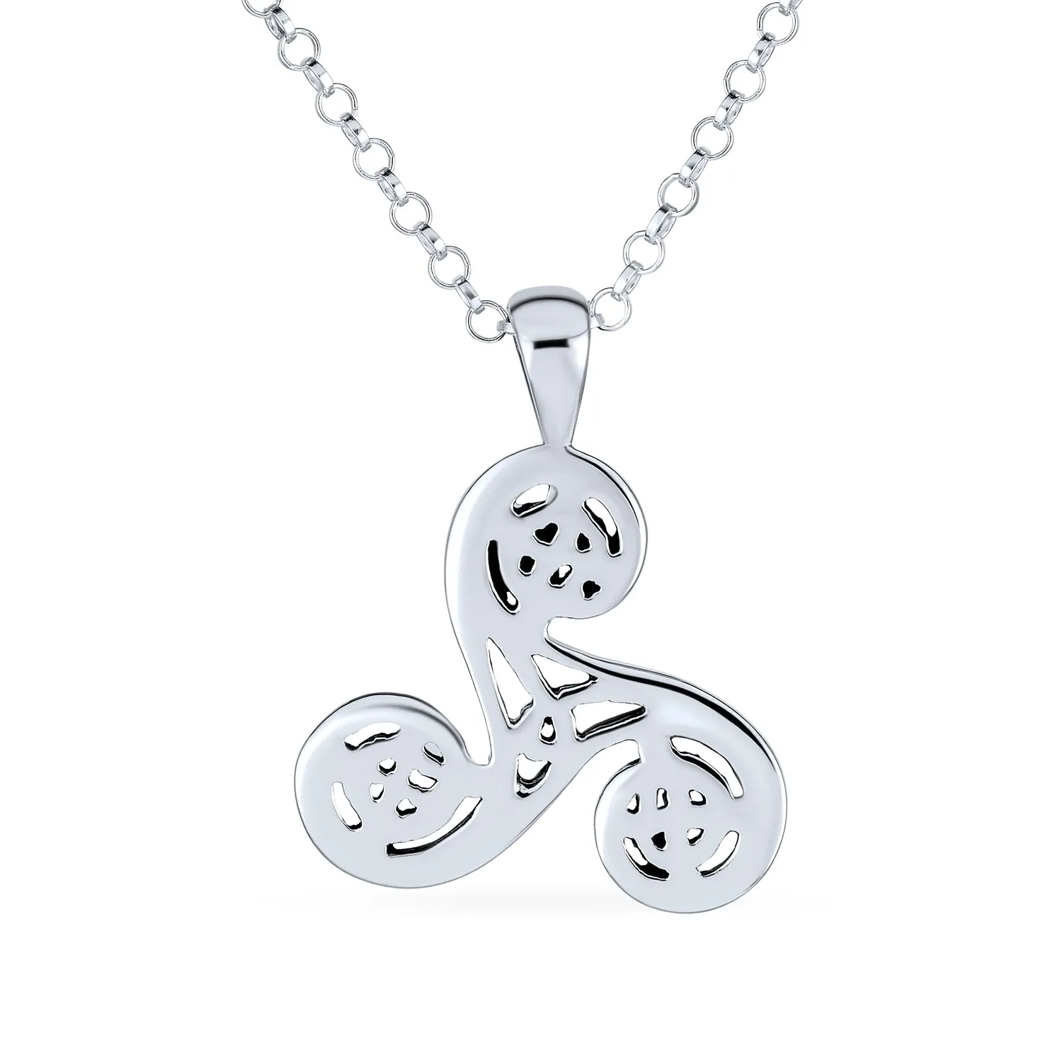 Ancient Celtic Triquetra Spiral Knot Triskele Pendant Necklace Sterling Silver