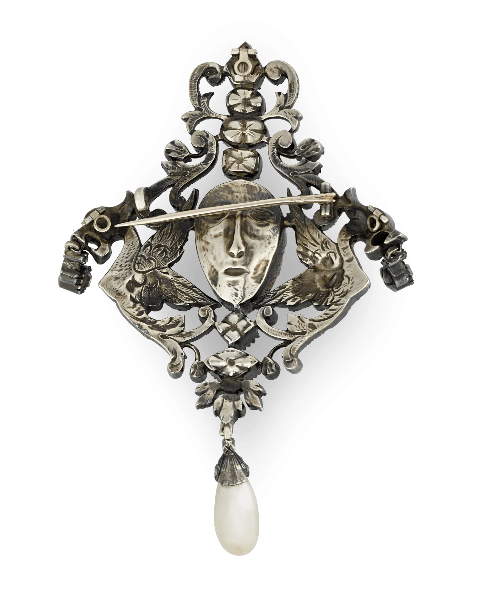 Ancient Roman Carved Emerald Brooch