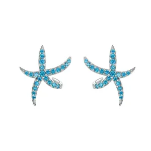 Aqua Blue Starfish Earrings