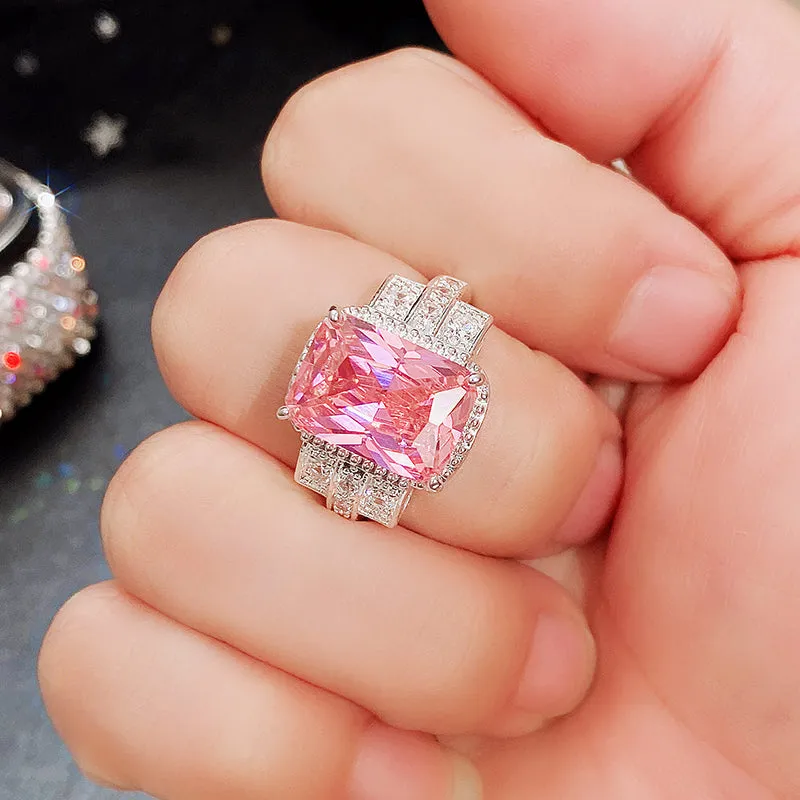 Aristocratic Party Rings for Women Brilliant Zirconia Delicate Anniversary Gift Temperament Female Accessories Jewelry