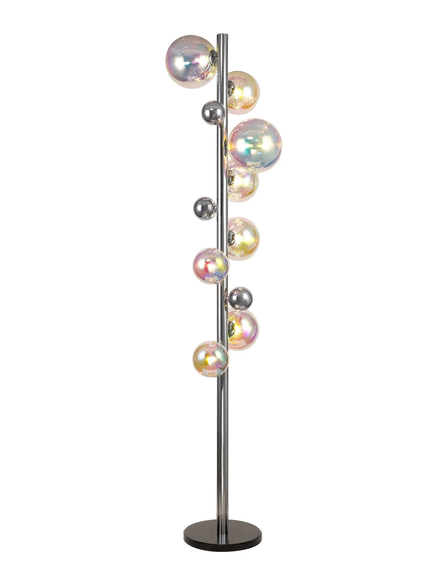 Austin Floor Lamp, 8Lt x G9, Copper & Opal/Polished Chrome & Iridescent/Polished Chrome & Black, Smoked Glass IP20