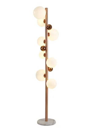 Austin Floor Lamp, 8Lt x G9, Copper & Opal/Polished Chrome & Iridescent/Polished Chrome & Black, Smoked Glass IP20