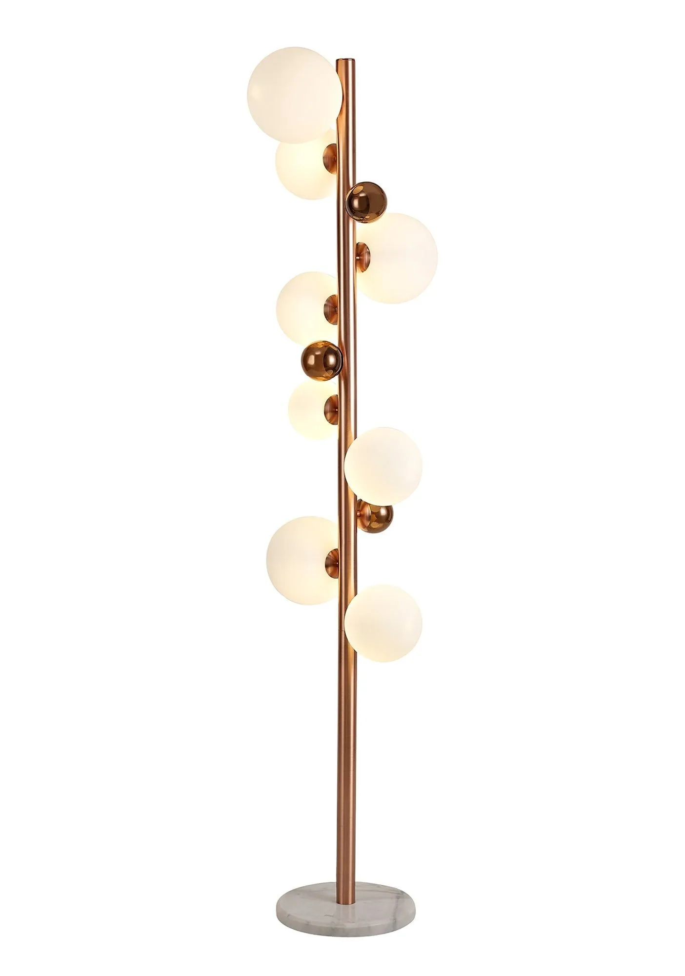Austin Floor Lamp, 8Lt x G9, Copper & Opal/Polished Chrome & Iridescent/Polished Chrome & Black, Smoked Glass IP20