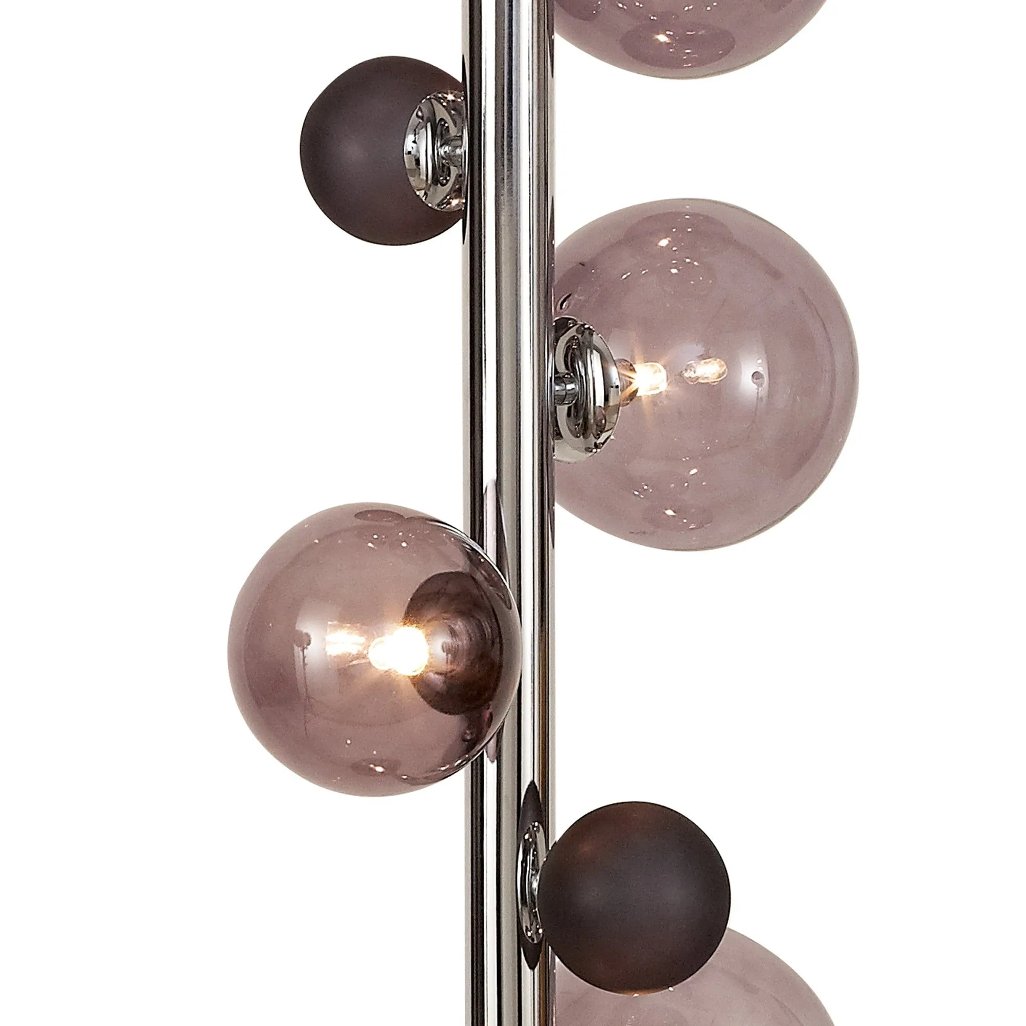 Austin Floor Lamp, 8Lt x G9, Copper & Opal/Polished Chrome & Iridescent/Polished Chrome & Black, Smoked Glass IP20