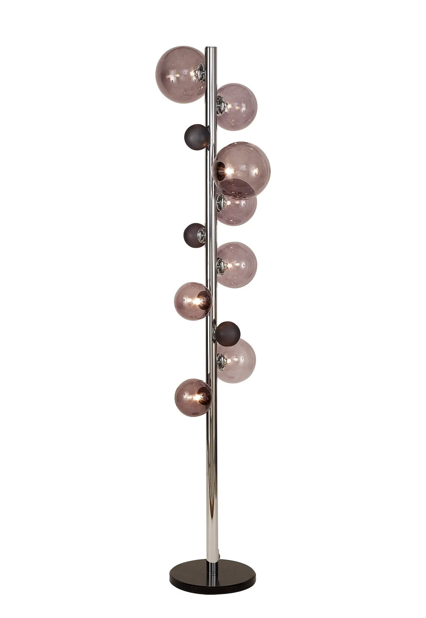 Austin Floor Lamp, 8Lt x G9, Copper & Opal/Polished Chrome & Iridescent/Polished Chrome & Black, Smoked Glass IP20