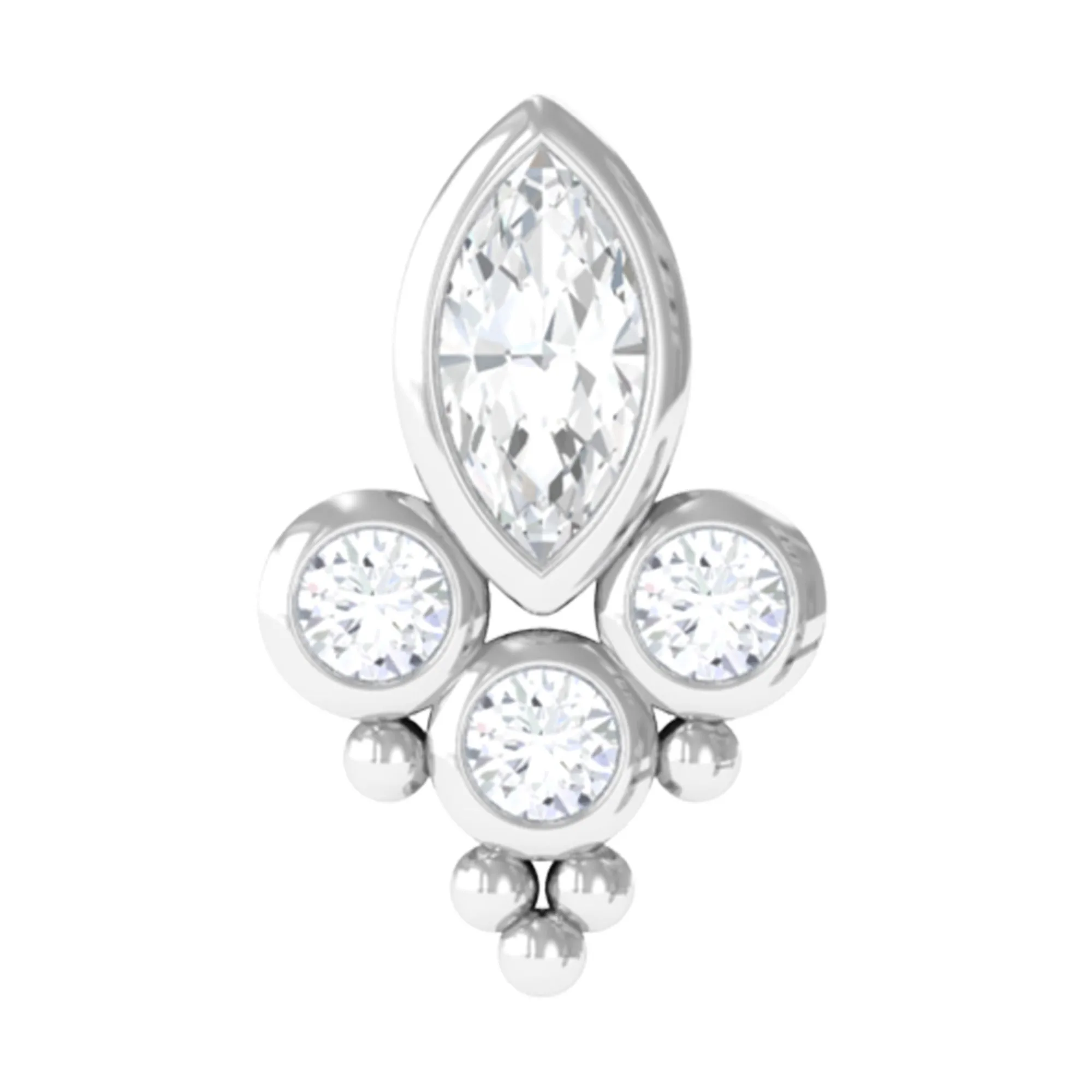 Bezel Set Moissanite Designer Earring for Conch Piercing