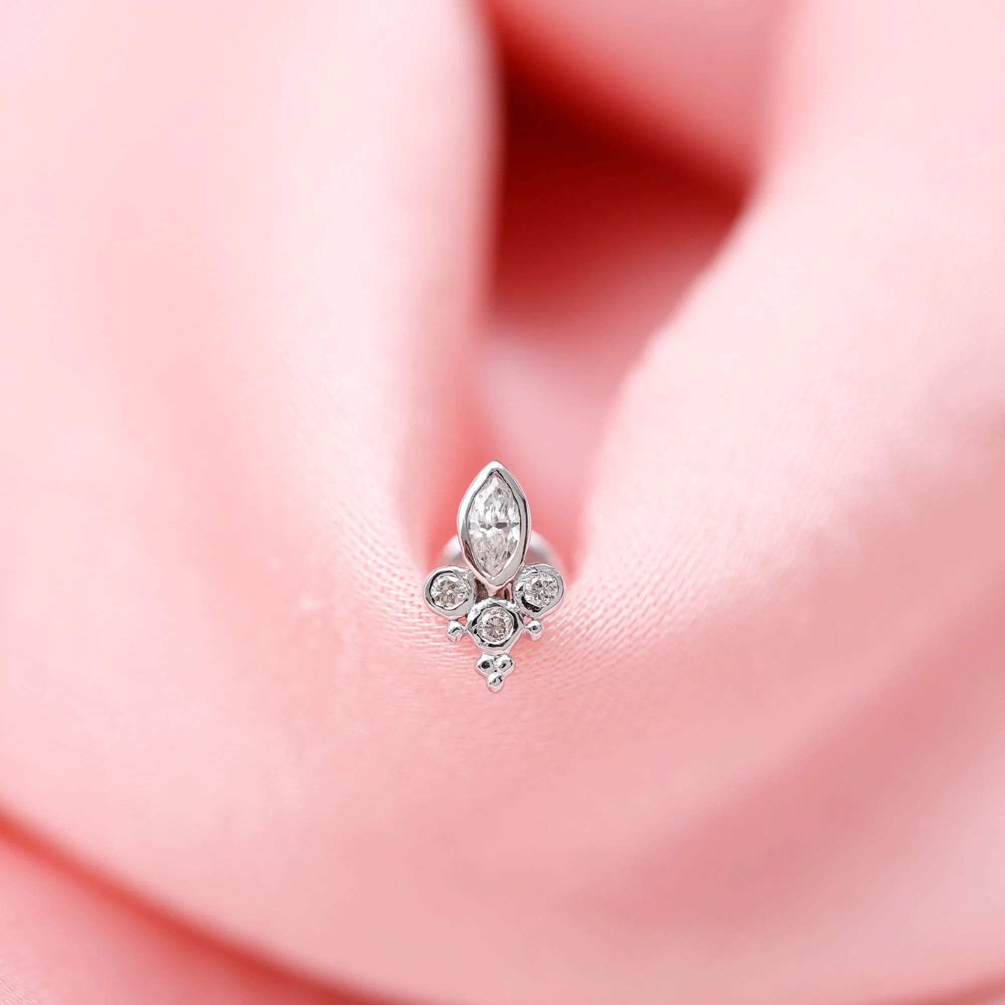 Bezel Set Moissanite Designer Earring for Conch Piercing