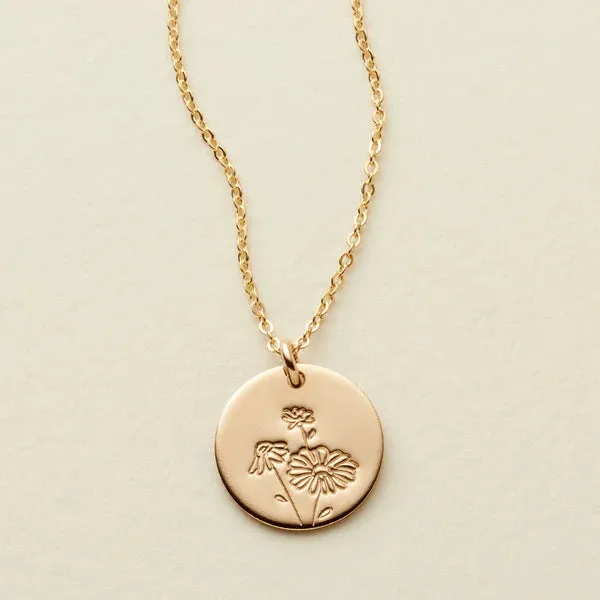 Birth Flower Necklaces in Silver