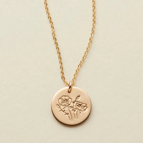 Birth Flower Necklaces in Silver