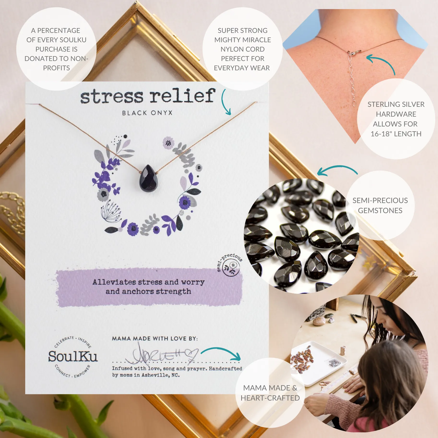 Blk Onyx Soul-Full of Light Necklace Stress Relief - SFOL16