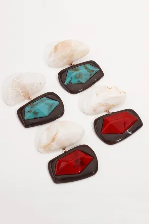 Blue Irregular Geometric Resin Dangle Earrings