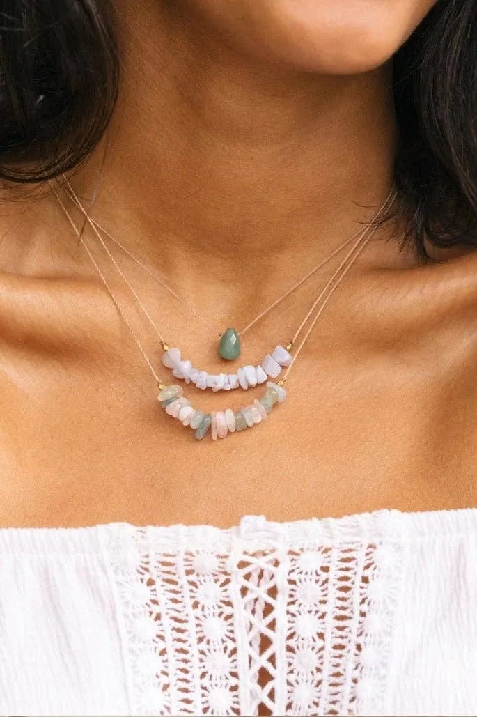 Blue Lace Agate Seed Necklace for Confidence - SEED03