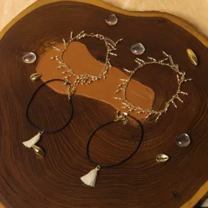 Blueberry Set of 2 Gold and Black Anklet
