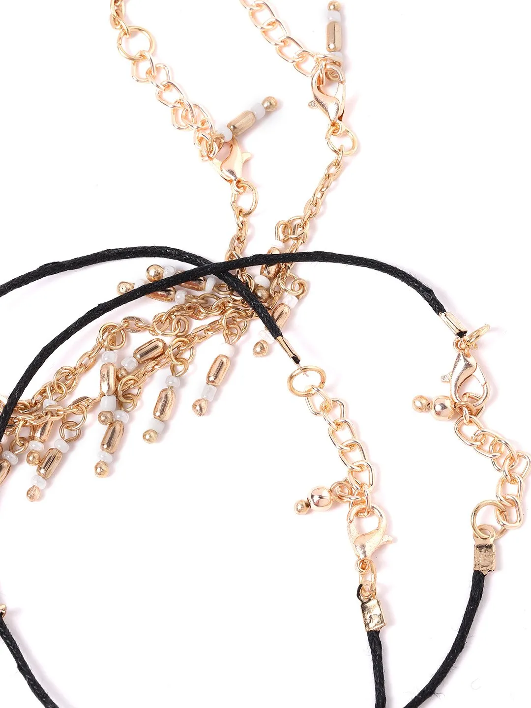 Blueberry Set of 2 Gold and Black Anklet