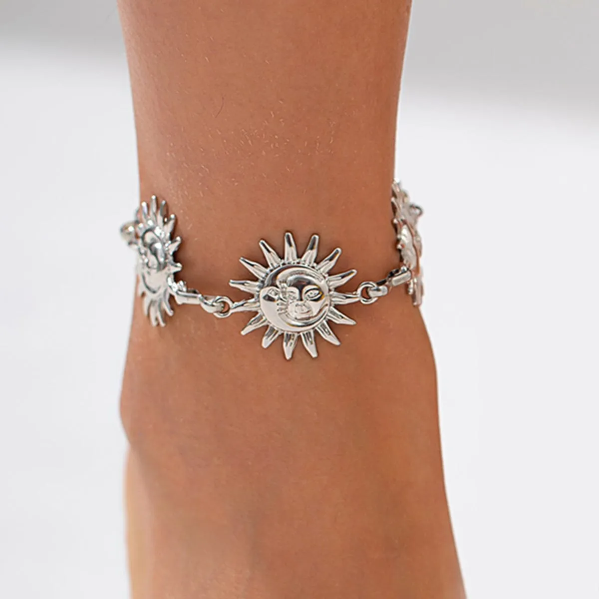 Boho Gold Silver Plated Sun Anklet