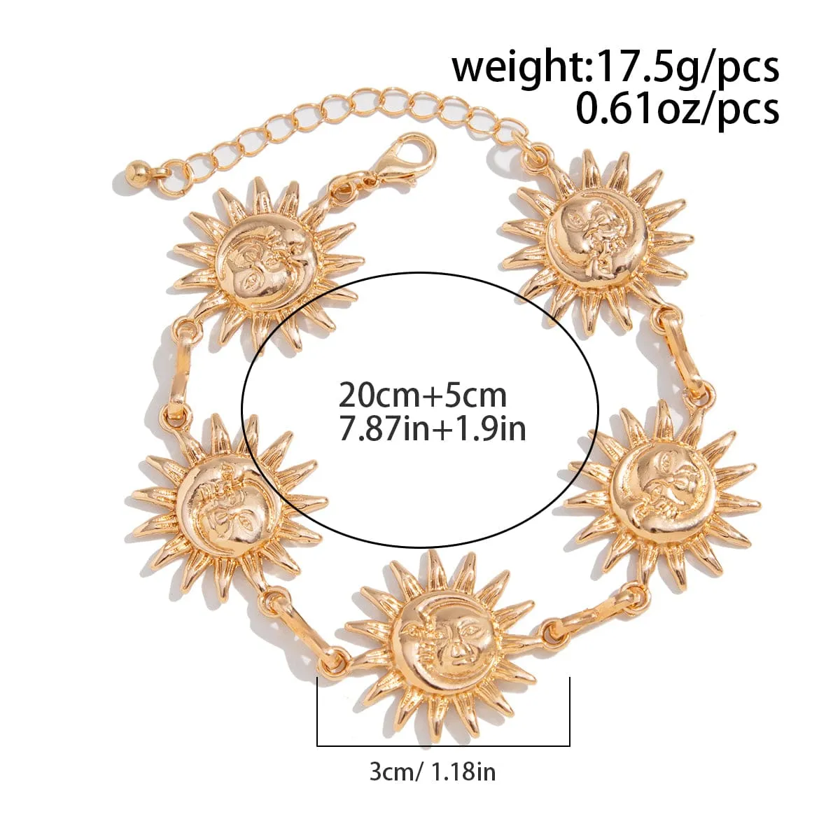Boho Gold Silver Plated Sun Anklet