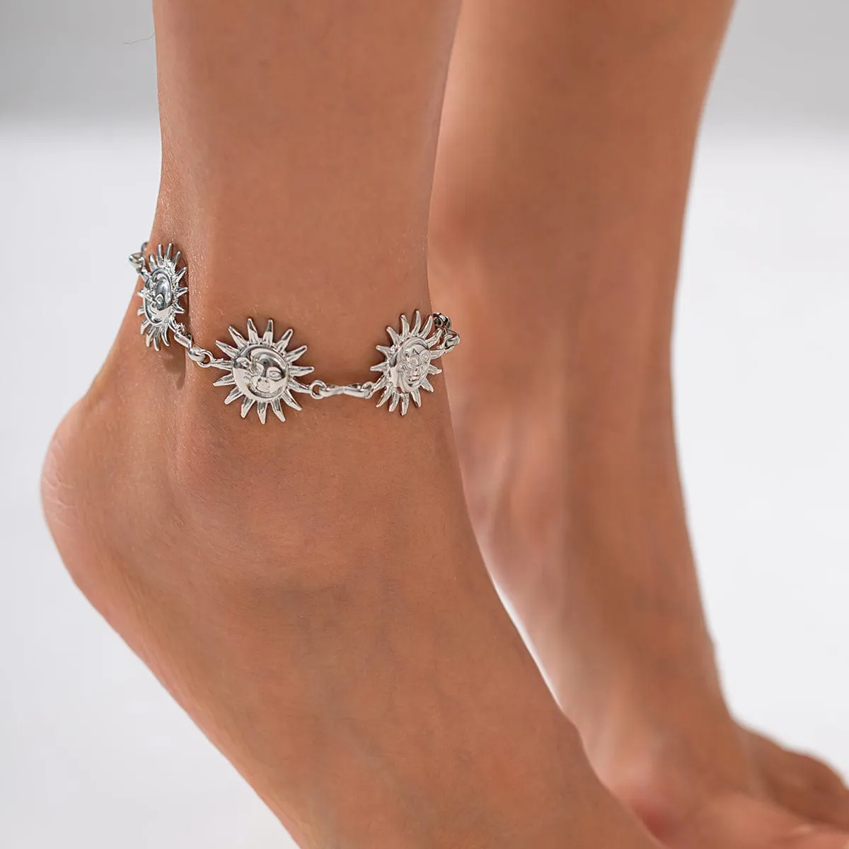 Boho Gold Silver Plated Sun Anklet
