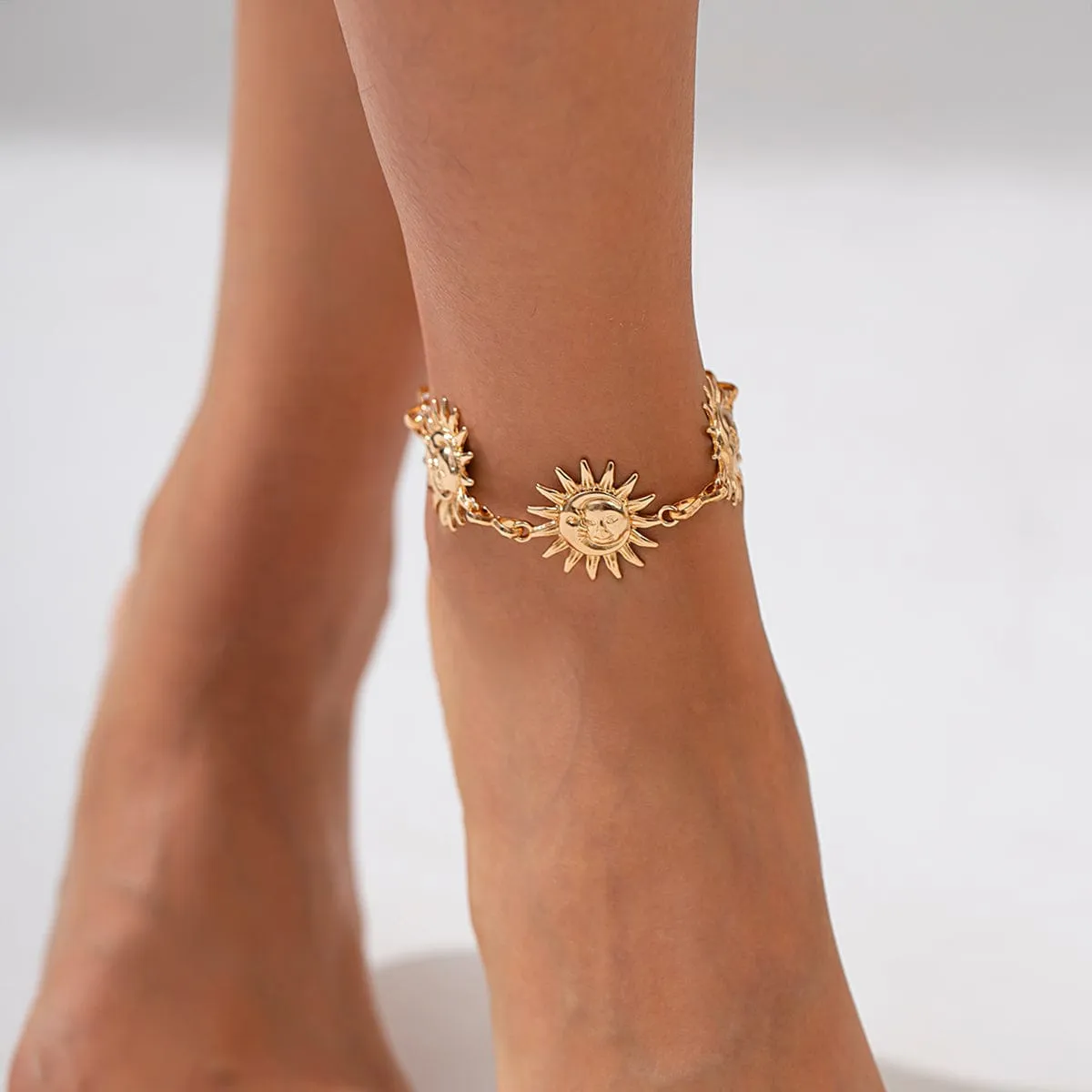 Boho Gold Silver Plated Sun Anklet