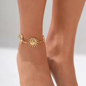 Boho Gold Silver Plated Sun Anklet