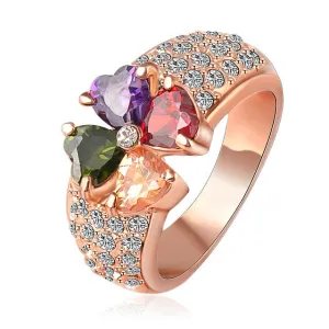 Brand Magic Heart Clover Zircon Ring Real Rose Gold Plated Genuine SWA Element Flower Crystal Ring Brand Magic Heart Clover Zircon Ring Real Rose Gold Plated Genuine SWA Element Flower Crystal Ring