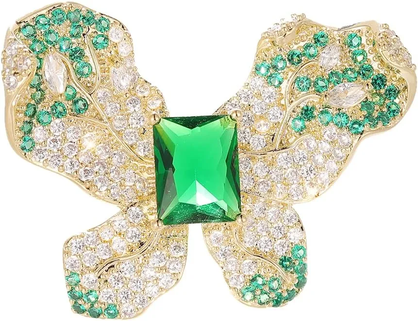 Butterfly Brooch,Emerald Butterfly Pins Brooch,Crystal Rhinestones Decorative Pins with Jewelry Box Gift for Women Girls Wedding Birthday Party Hoilday Gifts